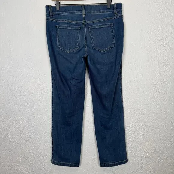 Spanx Straight-Leg Ankle Jeans Pull-On Stretch Size Large - Picture 2 of 3